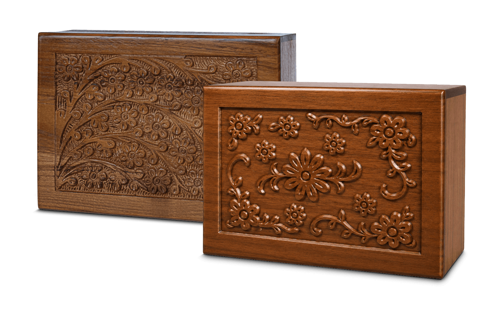 Hand-Carved Wood Urn